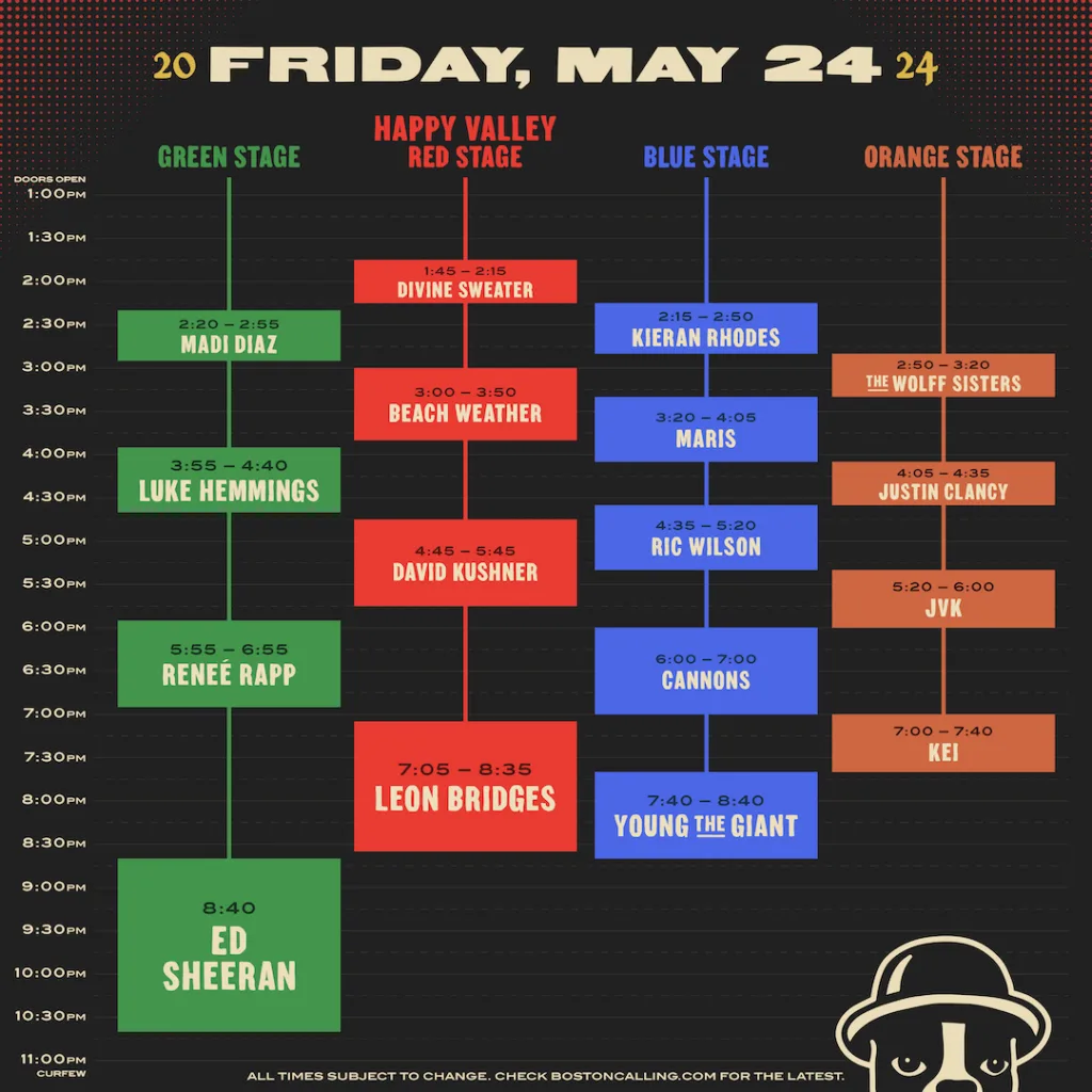 Day one Line-Up for Boston Calling 2024