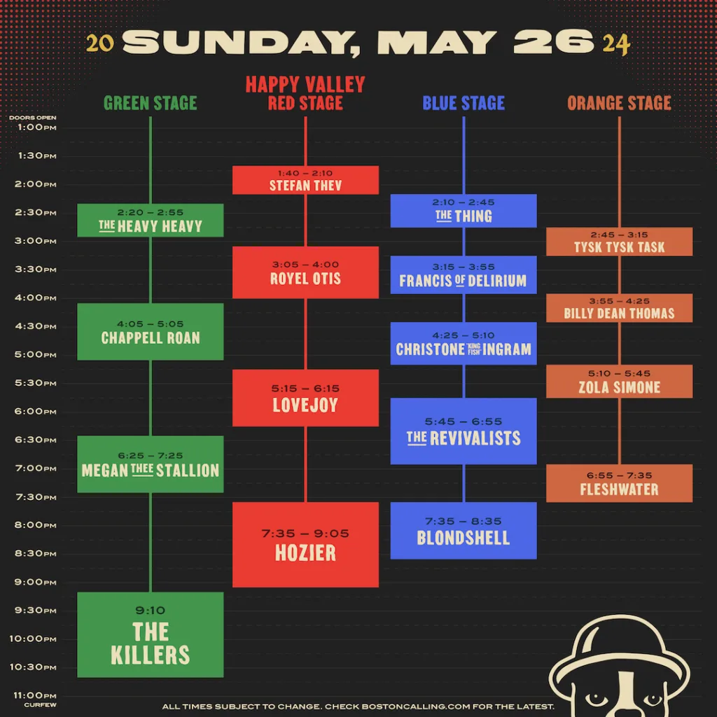 Day three Line-Up for Boston Calling 2024