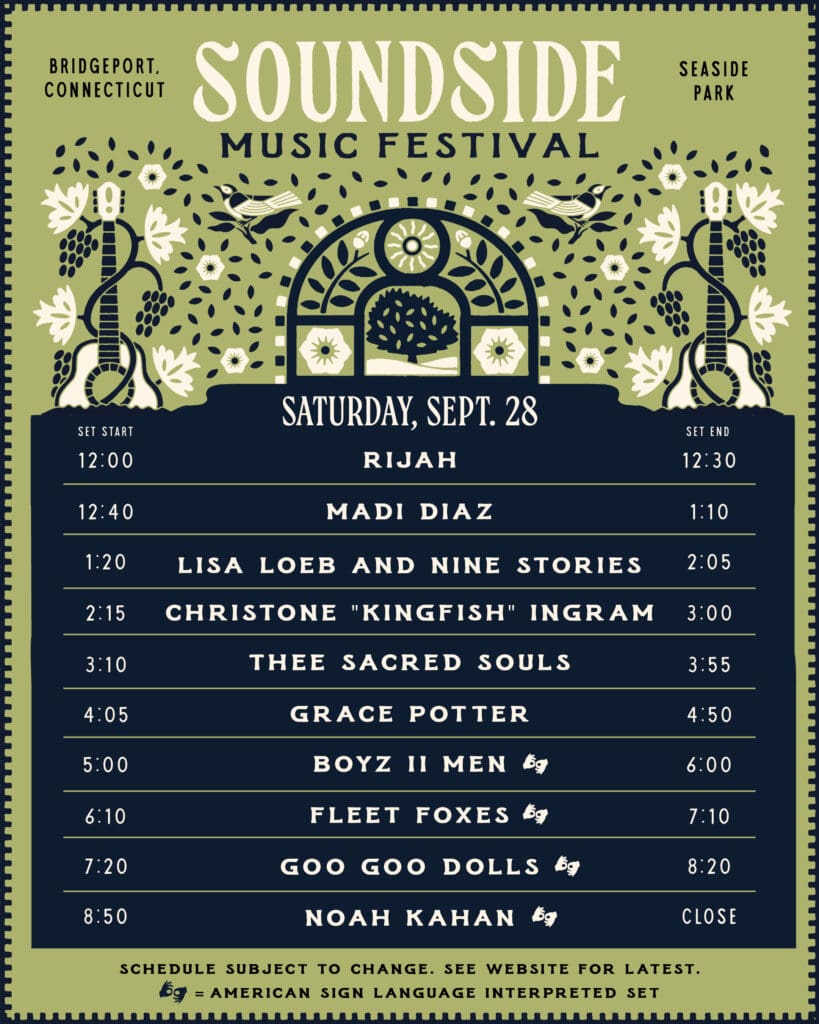 Saturday Schedule for Soundside Festival